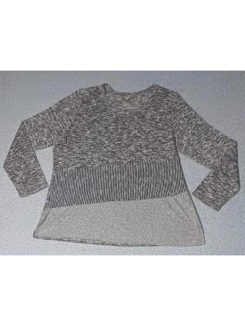 Chicos Long Sleeve Tunic Sweater Womens Size 2 Heather Gray Grey Textured...